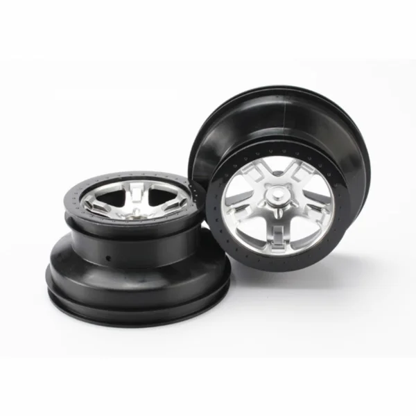 Traxxas Short Course Chrome SCT Wheels - Black Beadlock - 12mm Hex (2)
