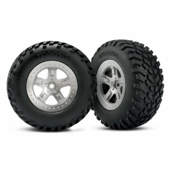 Traxxas SCT Short Course Tyres on SCT Chrome/Chrome Wheels - 12mm Hex (2)