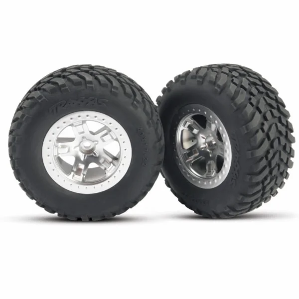 Traxxas SCT Short Course Tyres on SCT Chrome/Chrome Wheels - 12mm Hex (2) (2WD Front)