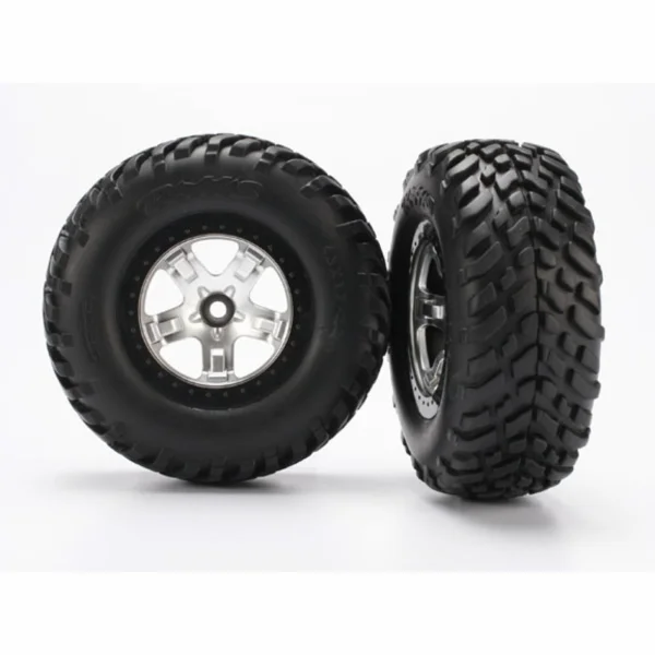 Traxxas SCT Short Course Tyres on SCT Chrome/Black Wheels - 12mm Hex (2) (2WD Front)