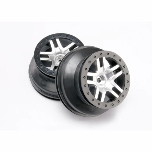 Traxxas Short Course Chrome SS Wheels - Black Beadlock - 12mm Hex (2) (2WD Front)