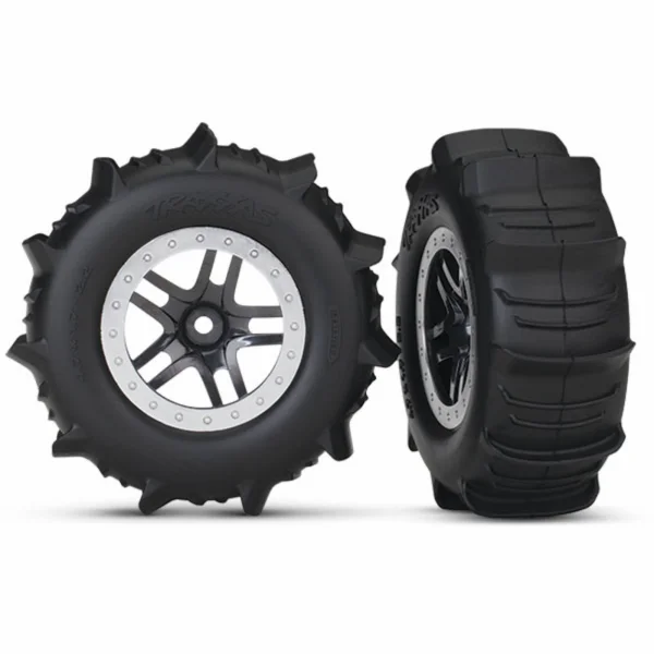 Traxxas Paddle Tyres Assembled on Short Course Wheels - 4WD Front or Rear - 2WD Rear - 1 Pair