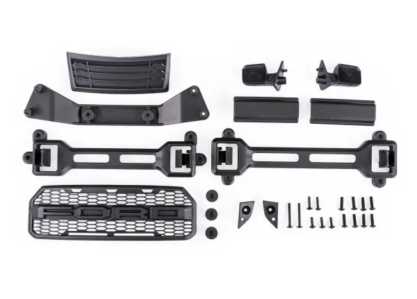 Traxxas Body accessories kit, 2017 Ford Raptor (includes grille, hood insert, side mirrors, + mounting hardware) (includes latches and latch mounts for clipless mounting) — image 2 of 2