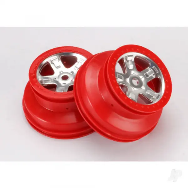 Traxxas SCT Short Course 2.2/3.0 Chrome Wheels - Red Beadlock - 14mm Hex (2) — image 4 of 4