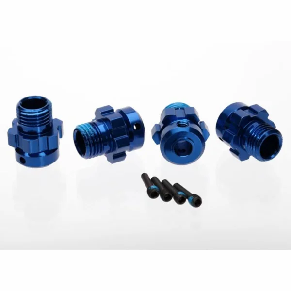 Traxxas Wheel hub splined 17mm 6061-T6 Aluminium (blue-anodized) (4)/ screw pin 4x13mm (with threadlock) (4) (for 6mm axles)
