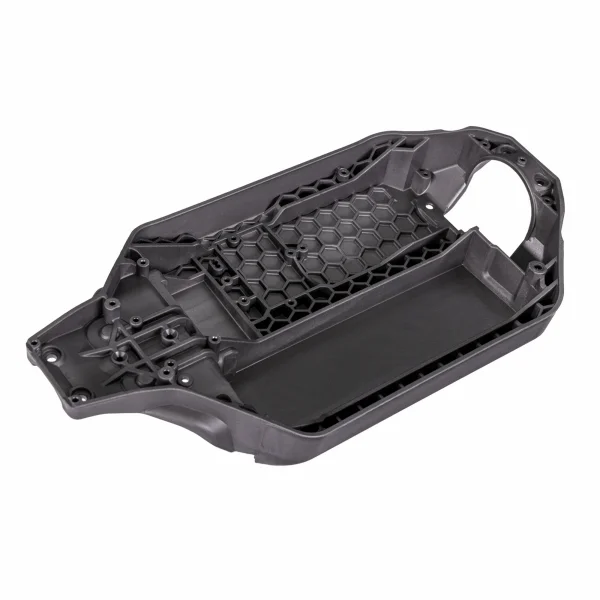 Traxxas Chassis, charcoal gray (162mm long battery compartment) (fits flat style battery packs) (use only with 7430R front bulkhead + 6726X battery hold-down)