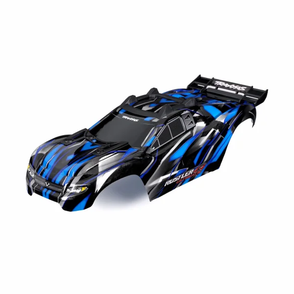 Traxxas Body, Rustler 4X4 Ultimate, blue (painted, decals applied) (assembled with front + rear body mounts and rear body support for clipless mounting)