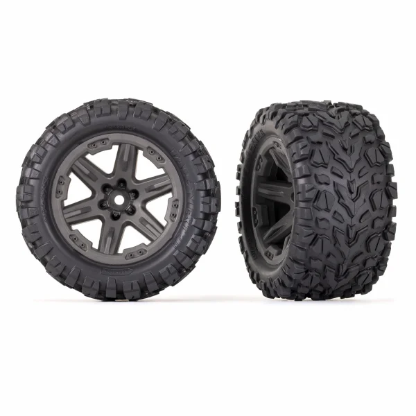 Traxxas Tyres + wheels, assembled, glued (2.8) (RXT gray wheels, Talon EXT Tyres, foam inserts) (4WD electric front/rear, 2WD electric front only) (2) (TSM rated)