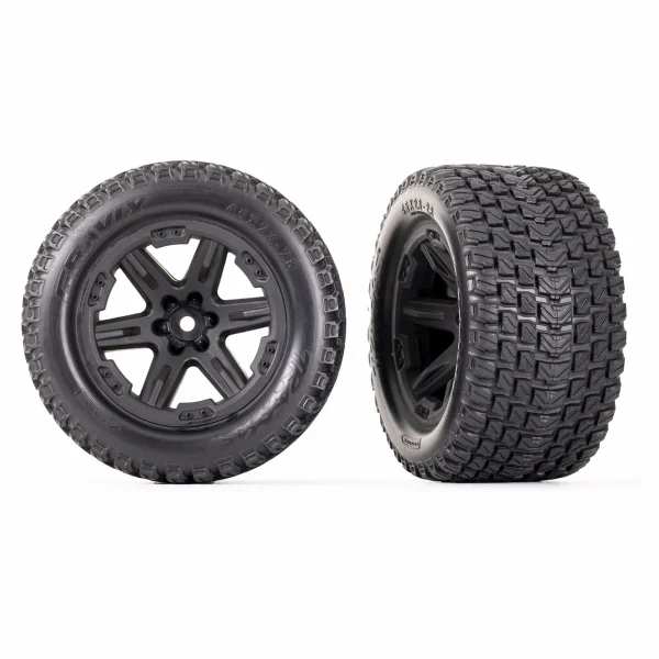 Traxxas Gravix 2.8 TSM Tyres Glued on RXT Black Wheels - 4WD FR/RR Or 2WD FR(2) ** CLEARANCE **