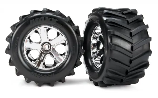 Traxxas Tires and wheels assembled glued 2.8 (All-Star chrome wheels MAXX tires foam inserts) (2) — image 3 of 3