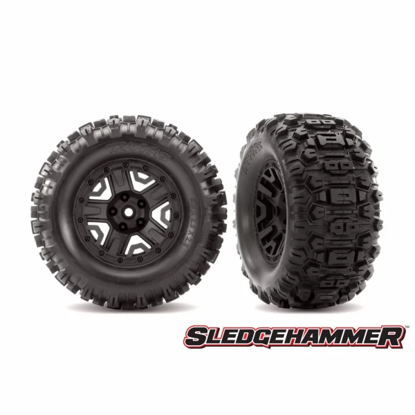 Traxxas Sledgehammer TSM Rated Tyres Pre Glued on 2.8 Black Wheels - 1 Pair