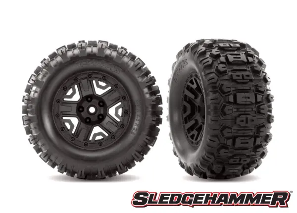 Traxxas Sledgehammer TSM Rated Tyres Pre Glued on 2.8 Black Wheels - 1 Pair &mdash; image 3 of 3