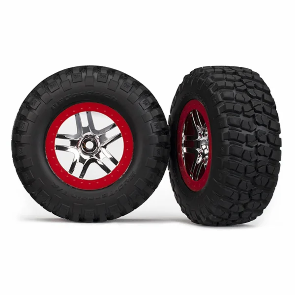 Traxxas BF Goodrich Short Course Tyres on SS Chrome/Red Wheels (2WD Front)