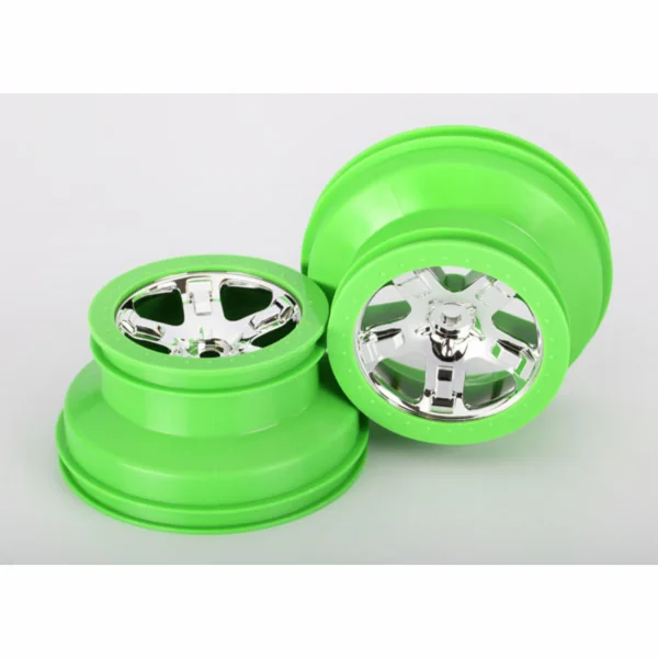 Traxxas Wheels SCT chrome green beadlock style dual profile (2.2 outer 3.0 inner) (2) (4WD front/rear 2WD rear only)