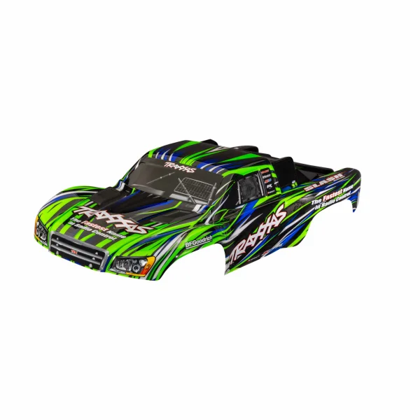 Traxxas Body, Slash 4X4 (also fits Slash VXL + Slash 2WD), green (painted, decals applied) (assembled with front + rear latches for clipless mounting)