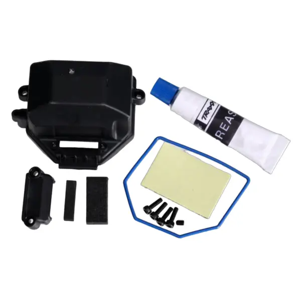 Traxxas Box receiver (sealed)/ wire cover/ foam pads upper lower/ silicone grease/ 2.5x8 CS (4)/ 3x4 GS (1) — image 1 of 5