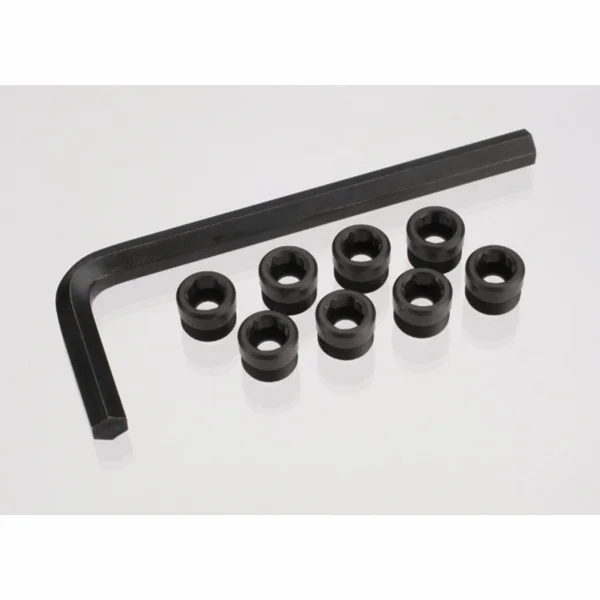 Traxxas Aluminium caps pivot ball (threaded Aluminium hard-anodized with PTFE-coating) (8)/ hex wrench 5mm