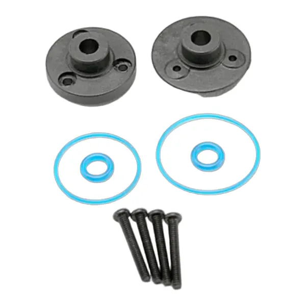 Traxxas Cover plates differential (front or rear)/ gaskets (2)/ o-rings (2)/ 2x14mm BCS (4) — image 1 of 4