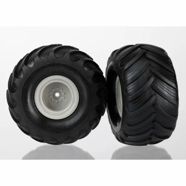 Traxxas Tires wheels assembled (grey wheels (dual profile 1.5 outer and 2.2 inner) dual profile tires) (2)