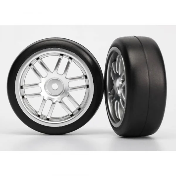 Traxxas Tires and wheels assembled glued (Rally wheels satin 1.9 Gymkhana slick tires) (2)