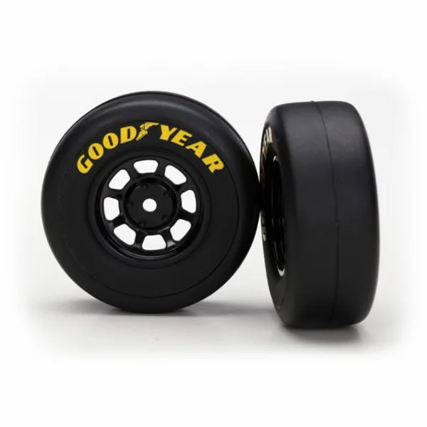 Traxxas Tires and wheels assembled glued (8-spoke wheels black 1.9 Goodyear Wrangler tires) (2)