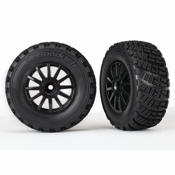 Traxxas Tires wheels assembled glued (black wheels gravel pattern tires foam inserts) (2) (TSM rated)
