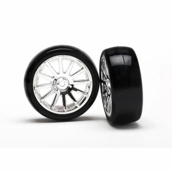 Traxxas 12-Sp Chrm Wheels - Slick Tires
