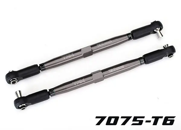 Traxxas Toe links, X-MAXX (Tubes gray-anodised, 7075-T6 aluminium, stronger than titanium) (157mm) (2)/ rod ends, assembled with steel hollow balls (4)/ aluminium wrench, 10mm (1) — image 2 of 2