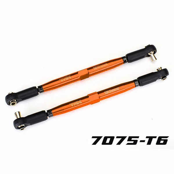 Traxxas Toe links, X-MAXX (Tubes orange-anodised, 7075-T6 aluminium, stronger than titanium) (157mm) (2)/ rod ends, assembled with steel hollow balls (4)/ aluminium wrench, 10mm (1)