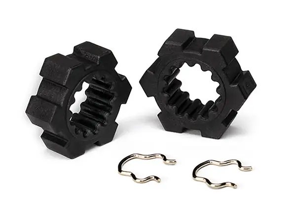 Traxxas Wheel hubs, hex (2), hex clips (2) — image 2 of 2
