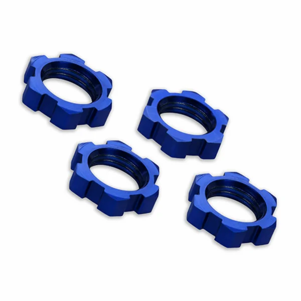 Traxxas X-MAXX Wheel nuts splined 17mm serrated (blue-anodized) (4)