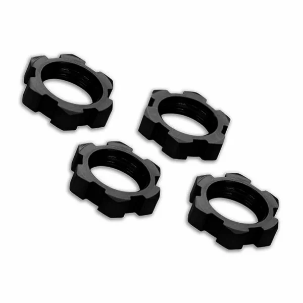 Traxxas Wheel nuts splined 17mm serrated (black-anodized) (4)
