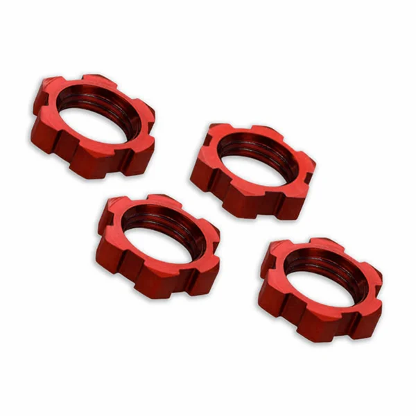 Traxxas X-MAXX Wheel nuts splined 17mm serrated (red-anodized) (4)