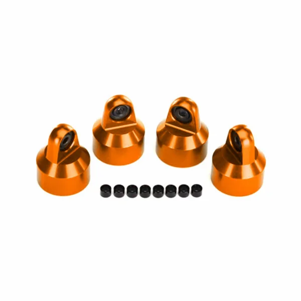 Traxxas Shock caps, aluminium (orange-anodised), GTX Shocks (4)/ spacers (8)