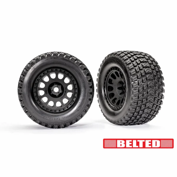 Traxxas Gravix 4.3 X-MAXX/XRT Belted Tyres Glued on Black Wheels (2)