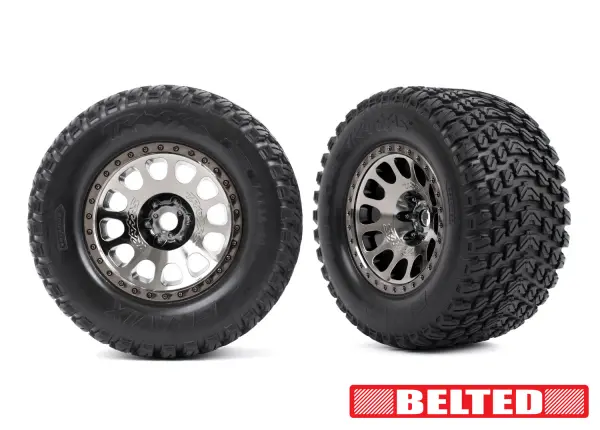Traxxas Gravix 4.3 X-MAXX/XRT Belted Tyres Glued on Black Chrome Wheels (2) &mdash; image 2 of 2