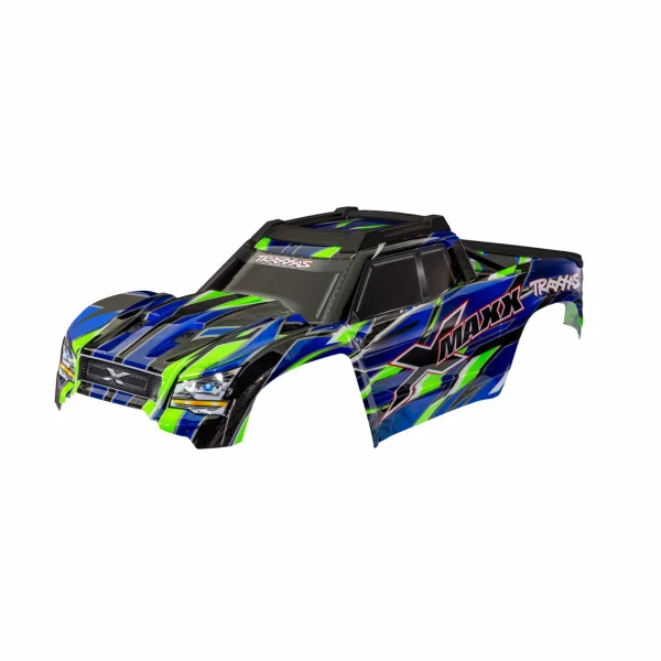 Traxxas Body, X-MAXX, green (painted, decals applied) (assembled with front + rear body mounts, rear body support, and tailgate protector)