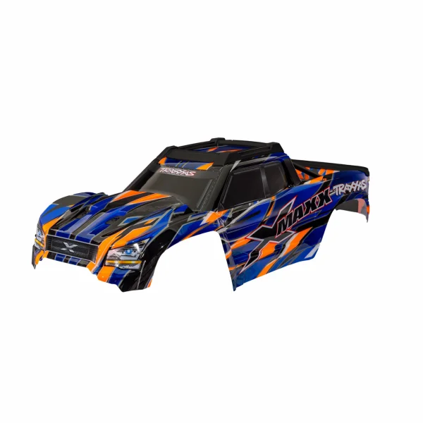 Traxxas Body, X-MAXX, orange (painted, decals applied) (assembled with front + rear body mounts, rear body support, and tailgate protector)