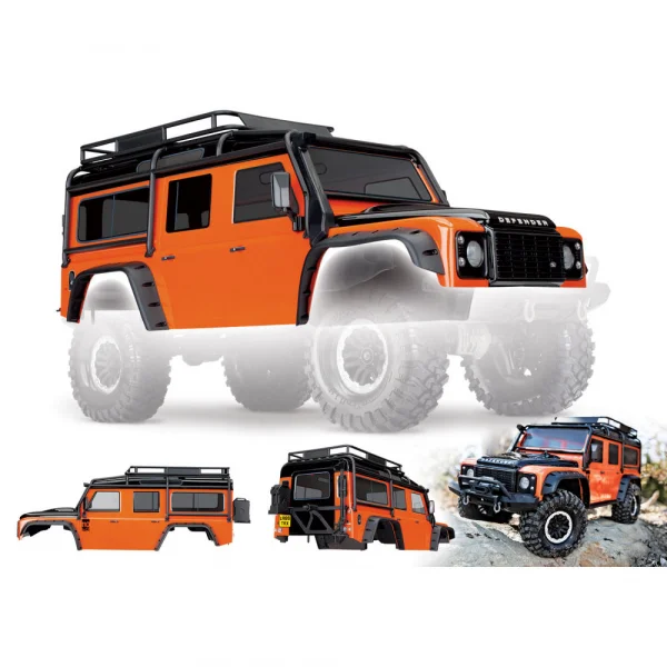 Traxxas Land Rover Defender Adventure Orange Pre Painted Bodyshell With ExoCage (325mm Wheelbase)