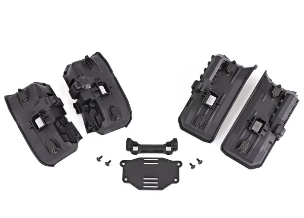 Traxxas Fenders, inner (wide), front + rear (2 each)/ rock light covers (8)/ battery plate/ 3x8 flat-head screws (4) (for clipless body mounting) — image 2 of 2