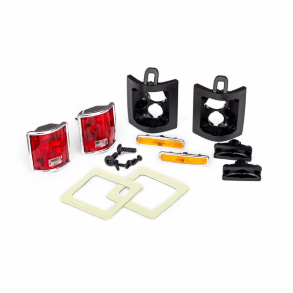 Traxxas Tail lights left right (assembled)/ tail light retainers left right/ side marker lights (assembled) (2)/ side marker retainers (2)/ mounting tape (2)/ 1.6x5 BCS (self-tapping) (4)/ 2.6x8 BCS (2) (fits 8130 body)
