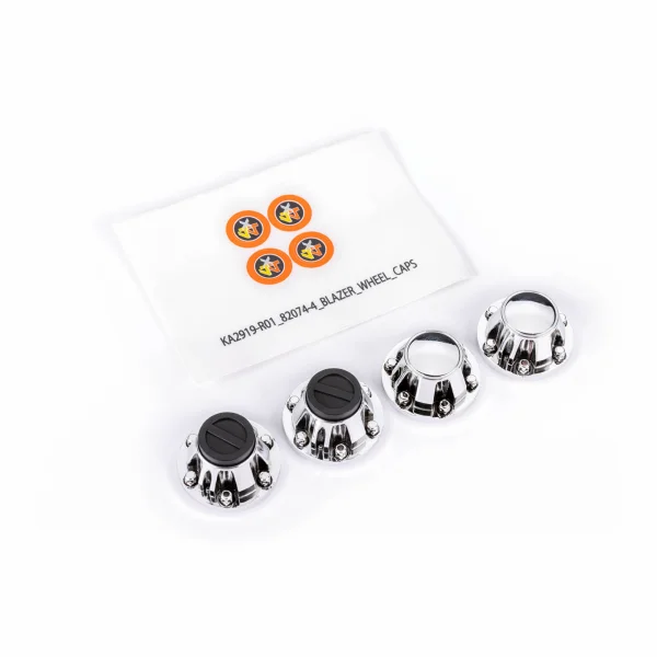 Traxxas Center caps, wheel (chrome) (front (2), rear (2) (requires 8255A extended stub axle)