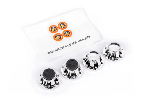 Traxxas Center caps, wheel (chrome) (front (2), rear (2) (requires 8255A extended stub axle) — image 2 of 2