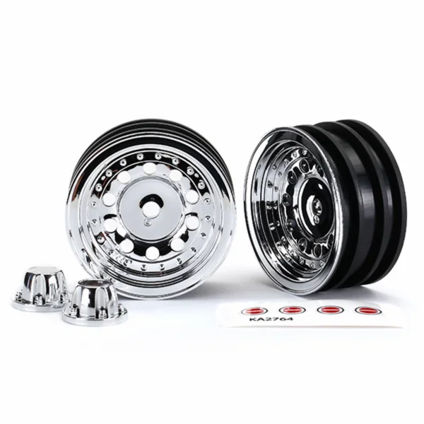 Traxxas Wheels 1.9 chrome (2)/ center caps (2)/ decal sheet (requires 8255A extended stub axle) — image 1 of 2
