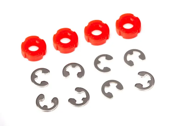 Traxxas Piston damper (red) (4)/ e-clips (8) &mdash; image 3 of 3