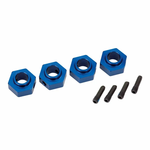 Traxxas Wheel hubs 12mm hex 6061-T6 Aluminium (blue-anodized) (4)/ screw pin (4)