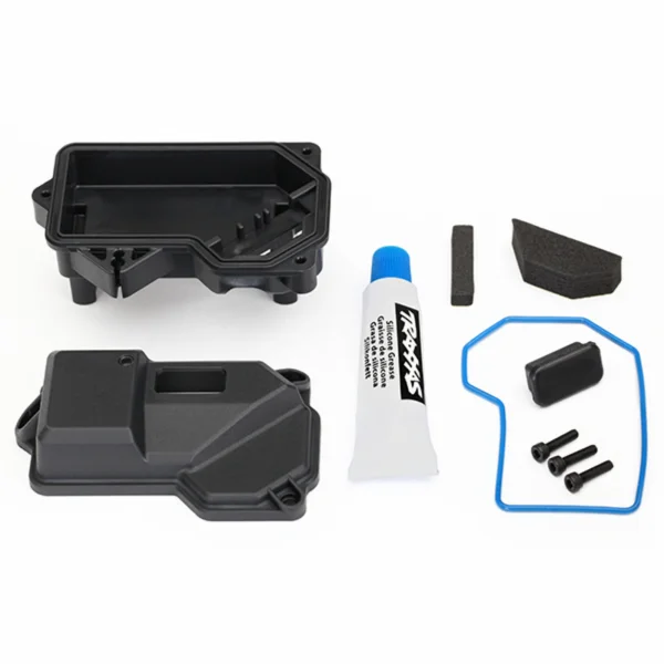 Traxxas Box receiver (sealed) (steering servo mount)/ receiver cover/ access plug/ foam pads/ silicone grease/ 2.5x10 CS (3)