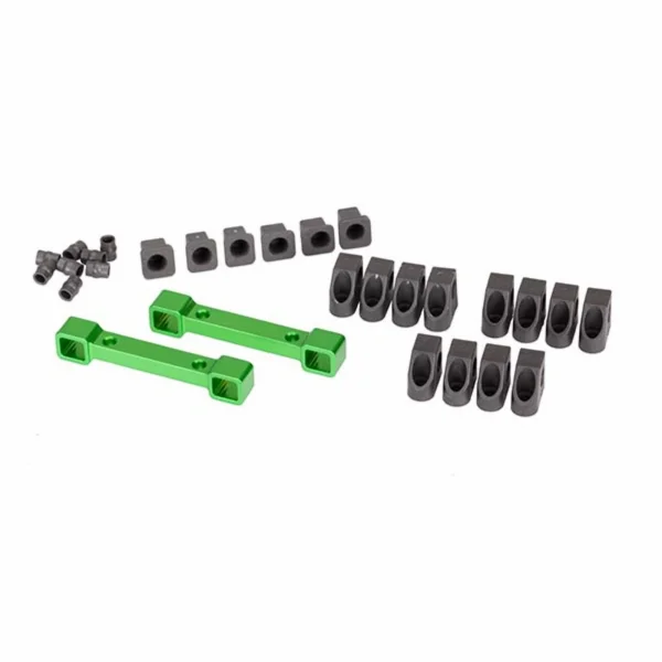 Traxxas Mounts suspension arms Aluminium (green-anodized) (front rear)/ hinge pin retainers (12)/ inserts (6)