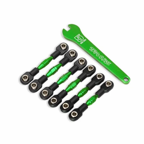 Traxxas Turnbuckles Aluminium (green-anodized) camber links 32mm (front) (2)/ camber links 28mm (rear) (2)/ toe links 34mm (2)/ Aluminium wrench