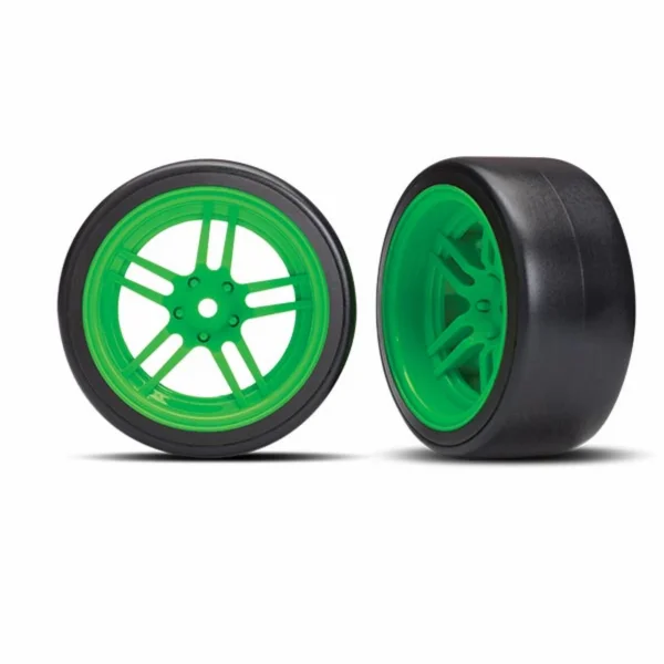 Tires and wheels - glued (split-spoke green - 1.9 Drift tires